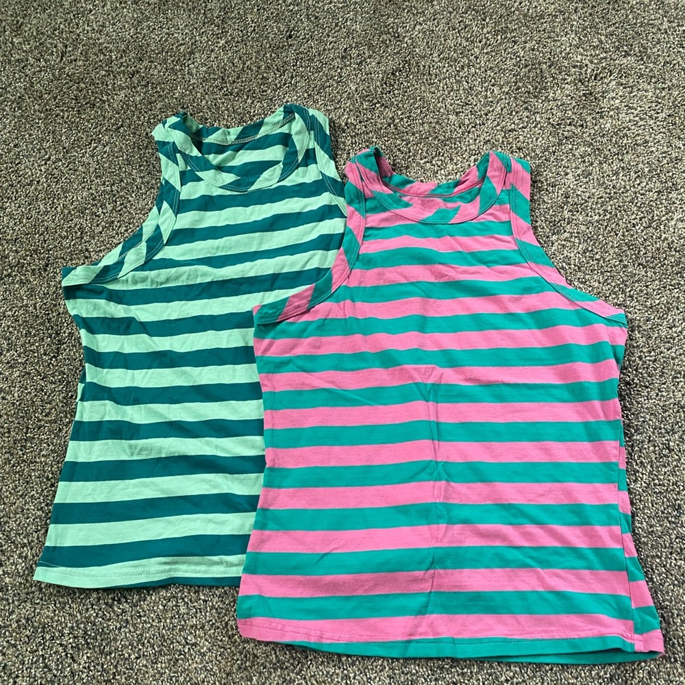 Blue and Pink Striped Tank Tops